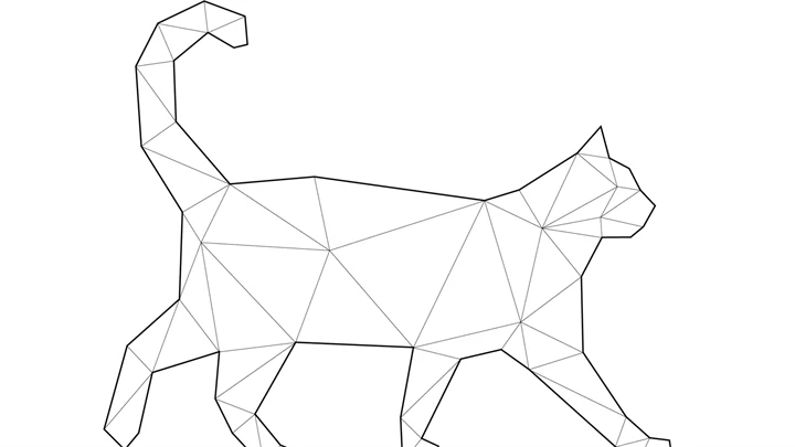 Illustrerad bild på katt med olika geometriska former.