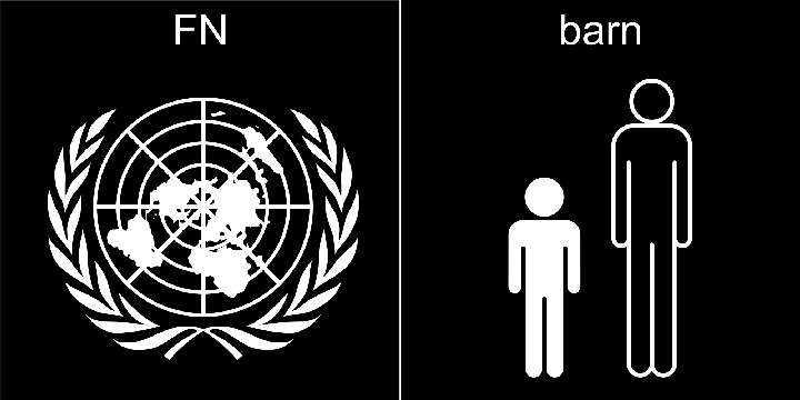 Pictogram som visar FN och Barn