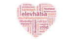 Illustration av ett hjärta uppbyggt av ord, så som "elevhälsa", "stöd", "föräldrar", "samsyn", och så vidare