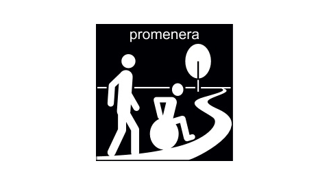 Pictorgram: två personer som är ute på en promenad
