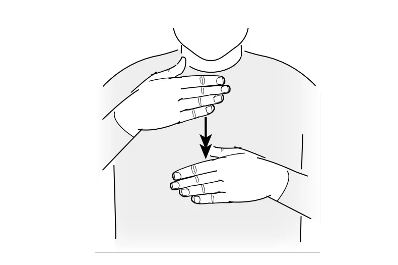 Bilden visar ordet drama på teckenspråk