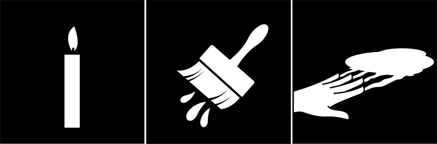 Pictogrammen för ljus, färg och fingerfärg